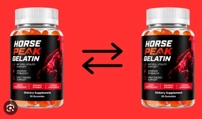 Two bottles of Horse Peak Gelatin dietary supplement gummies